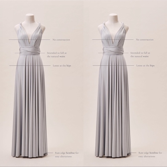 - BHLDN -Two Birds Ginger Convertible Dress in Fog - Picture 7 of 8